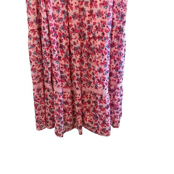 Pink Floral Sleeveless Sundress Maxi With Adjustable Straps Back NWT Size 4 - Picture 3 of 7